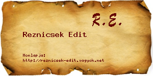 Reznicsek Edit névjegykártya